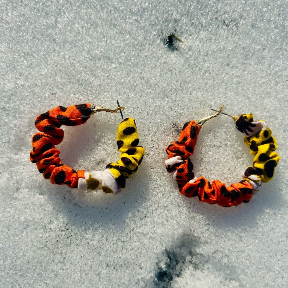 African fabric hypoallergenic Hoop Earrings/ Handmade Ankara fabric earrings
